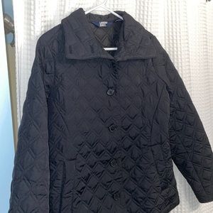 Lands’ End Insulated Packable Quilted Barn Primaloft Jacket, black, size S (6-8)